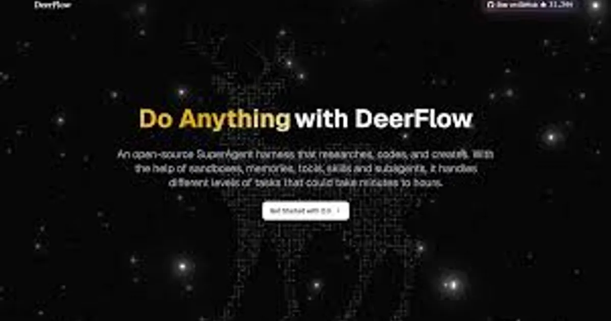 DeerFlow 2.0 interface — agent IA de recherche open-source de ByteDance pour entreprises suisses